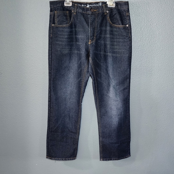 BEVERLY HILLS  POLO CLUD  STRAIGHT MENS JEANS/ SIZE 38/30 - Picture 1 of 11
